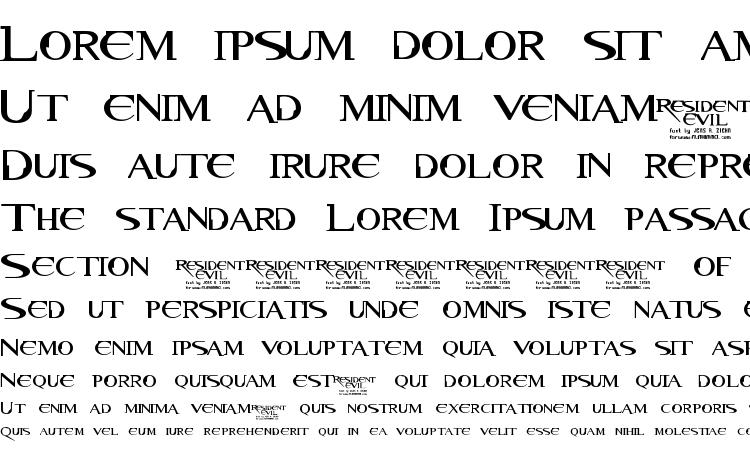 specimens Resident Evil font, sample Resident Evil font, an example of writing Resident Evil font, review Resident Evil font, preview Resident Evil font, Resident Evil font