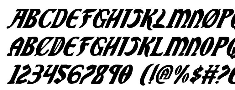 глифы шрифта Sable Lion Italic, символы шрифта Sable Lion Italic, символьная карта шрифта Sable Lion Italic, предварительный просмотр шрифта Sable Lion Italic, алфавит шрифта Sable Lion Italic, шрифт Sable Lion Italic