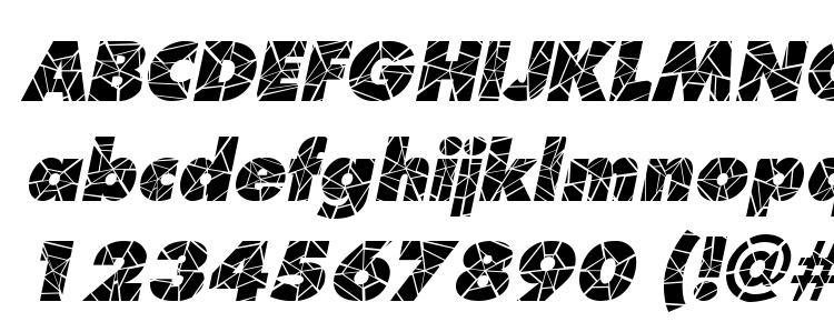 глифы шрифта Shatter Italic, символы шрифта Shatter Italic, символьная карта шрифта Shatter Italic, предварительный просмотр шрифта Shatter Italic, алфавит шрифта Shatter Italic, шрифт Shatter Italic