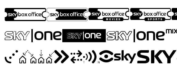 глифы шрифта Sky tv channel logos, символы шрифта Sky tv channel logos, символьная карта шрифта Sky tv channel logos, предварительный просмотр шрифта Sky tv channel logos, алфавит шрифта Sky tv channel logos, шрифт Sky tv channel logos