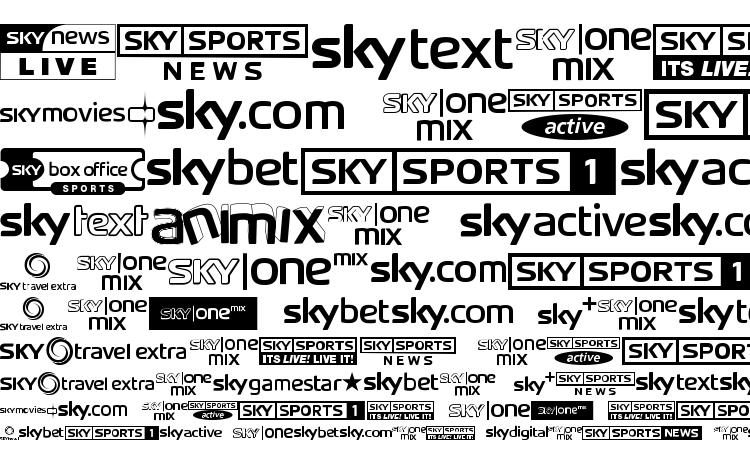 образцы шрифта Sky tv channel logos, образец шрифта Sky tv channel logos, пример написания шрифта Sky tv channel logos, просмотр шрифта Sky tv channel logos, предосмотр шрифта Sky tv channel logos, шрифт Sky tv channel logos