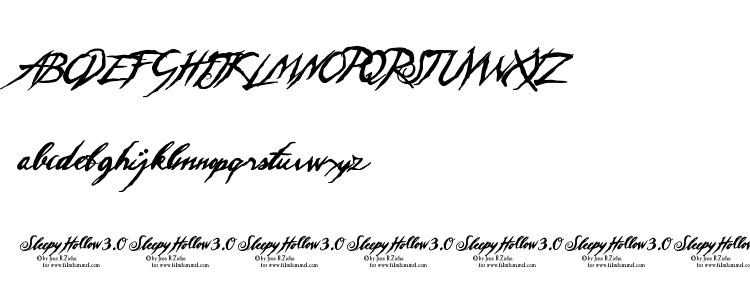 глифы шрифта Sleepy Hollow 3.0, символы шрифта Sleepy Hollow 3.0, символьная карта шрифта Sleepy Hollow 3.0, предварительный просмотр шрифта Sleepy Hollow 3.0, алфавит шрифта Sleepy Hollow 3.0, шрифт Sleepy Hollow 3.0