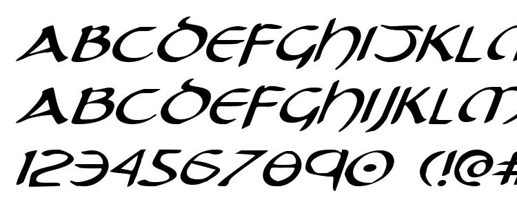 глифы шрифта Tristram Expanded Italic, символы шрифта Tristram Expanded Italic, символьная карта шрифта Tristram Expanded Italic, предварительный просмотр шрифта Tristram Expanded Italic, алфавит шрифта Tristram Expanded Italic, шрифт Tristram Expanded Italic