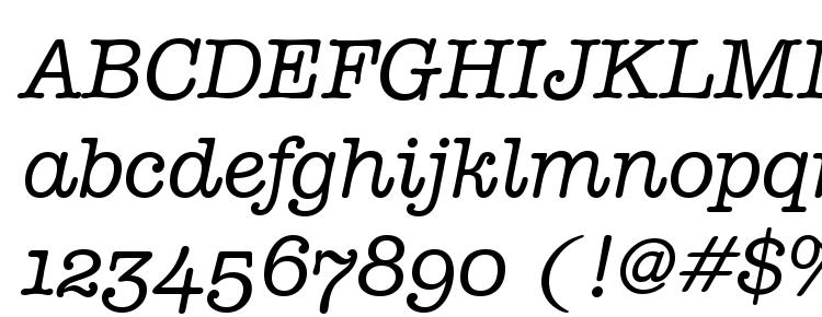 глифы шрифта Typewriter Osf Italic, символы шрифта Typewriter Osf Italic, символьная карта шрифта Typewriter Osf Italic, предварительный просмотр шрифта Typewriter Osf Italic, алфавит шрифта Typewriter Osf Italic, шрифт Typewriter Osf Italic