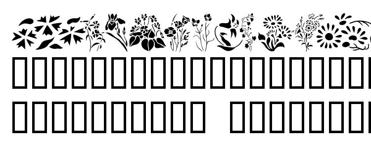 глифы шрифта Wildflowers2, символы шрифта Wildflowers2, символьная карта шрифта Wildflowers2, предварительный просмотр шрифта Wildflowers2, алфавит шрифта Wildflowers2, шрифт Wildflowers2