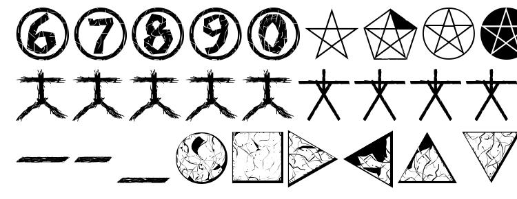 глифы шрифта Witchdings, символы шрифта Witchdings, символьная карта шрифта Witchdings, предварительный просмотр шрифта Witchdings, алфавит шрифта Witchdings, шрифт Witchdings