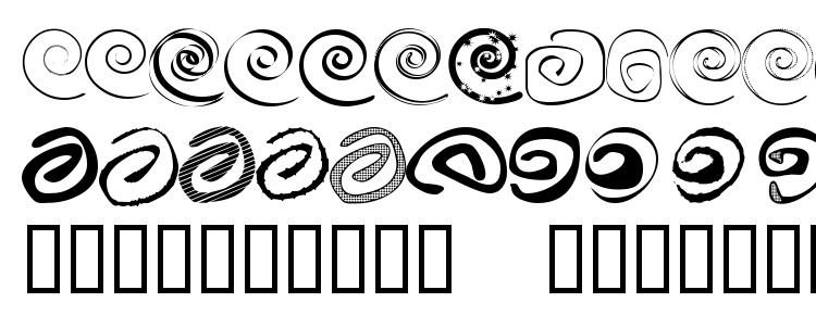 глифы шрифта X spiral, символы шрифта X spiral, символьная карта шрифта X spiral, предварительный просмотр шрифта X spiral, алфавит шрифта X spiral, шрифт X spiral
