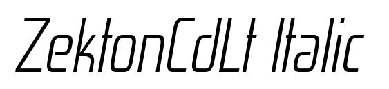 шрифт ZektonCdLt Italic, бесплатный шрифт ZektonCdLt Italic, предварительный просмотр шрифта ZektonCdLt Italic