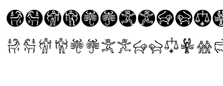 глифы шрифта Zodiac, символы шрифта Zodiac, символьная карта шрифта Zodiac, предварительный просмотр шрифта Zodiac, алфавит шрифта Zodiac, шрифт Zodiac