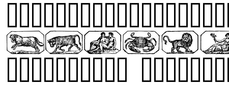 глифы шрифта Zodiac00, символы шрифта Zodiac00, символьная карта шрифта Zodiac00, предварительный просмотр шрифта Zodiac00, алфавит шрифта Zodiac00, шрифт Zodiac00