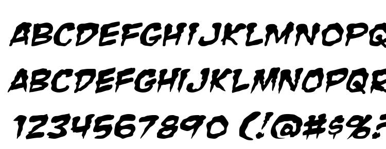 glyphs Zombie Guts Squished Italic font, сharacters Zombie Guts Squished Italic font, symbols Zombie Guts Squished Italic font, character map Zombie Guts Squished Italic font, preview Zombie Guts Squished Italic font, abc Zombie Guts Squished Italic font, Zombie Guts Squished Italic font