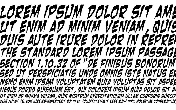 specimens Zombie Guts Yanked Italic font, sample Zombie Guts Yanked Italic font, an example of writing Zombie Guts Yanked Italic font, review Zombie Guts Yanked Italic font, preview Zombie Guts Yanked Italic font, Zombie Guts Yanked Italic font