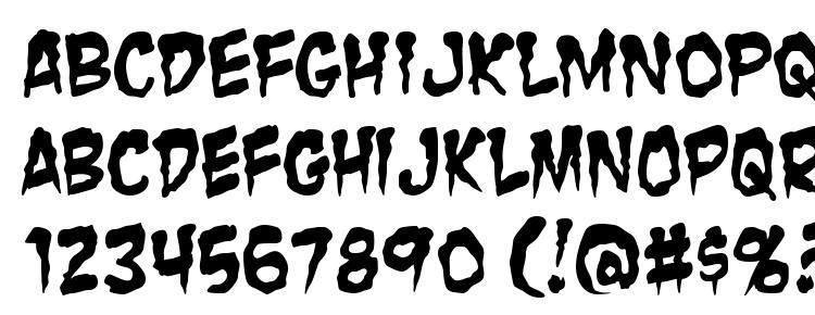 глифы шрифта Zombie Guts, символы шрифта Zombie Guts, символьная карта шрифта Zombie Guts, предварительный просмотр шрифта Zombie Guts, алфавит шрифта Zombie Guts, шрифт Zombie Guts